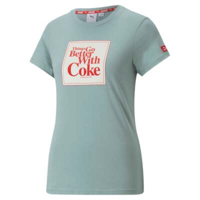 

Puma Cc X Graphic Crew Neck Футболка с коротким рукавом Женские синие повседневные топы 5361869, Синий