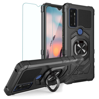 For Cricket Dream 5G/At&t Radiant Max 5G Ring Case Magnetic Stand+Tempered Glass