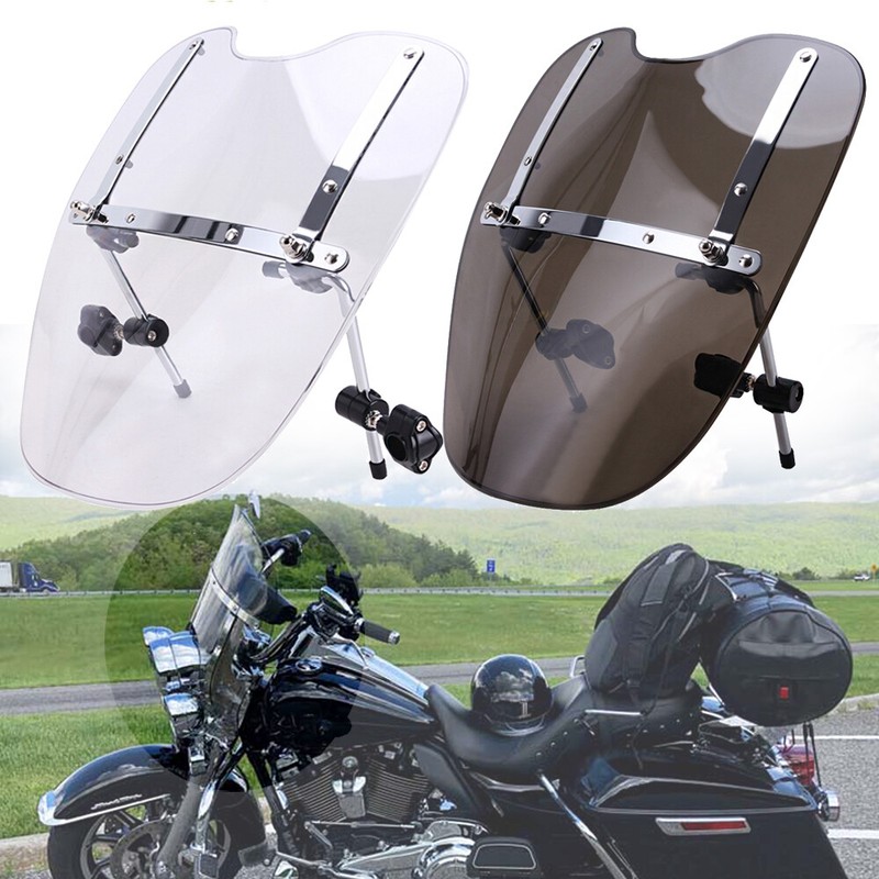 OUMURS 19x17 Inch Clear Windshield For Harley Honda Yamaha Suzuki Cruiser Motorcycles