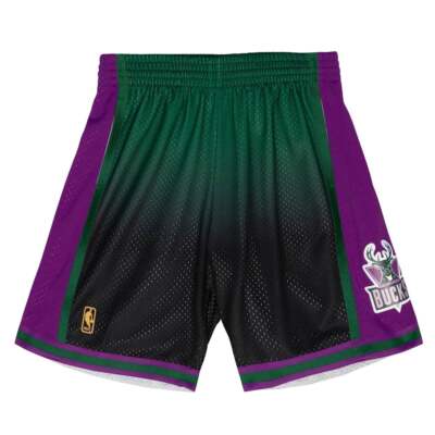 Mitchell & Ness Fadeaway Swingman Shorts 1996 Mens Black, Green Athletic Casual