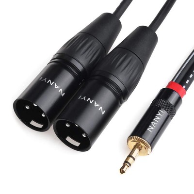 NANYI XLR microphone splitter audio Cables 3.5mm to 2XLR Male TRS Stereo Male...