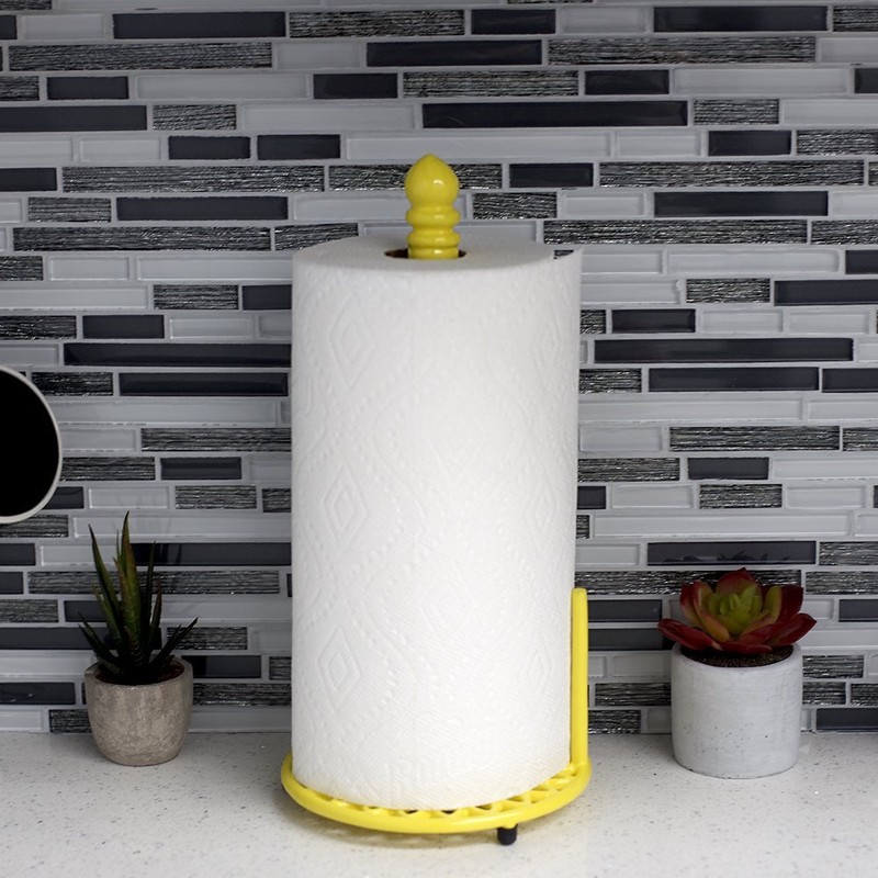 Yellow Sunflower Paper Towel Holder &ndash; Heavy Duty Cast Iron Stand