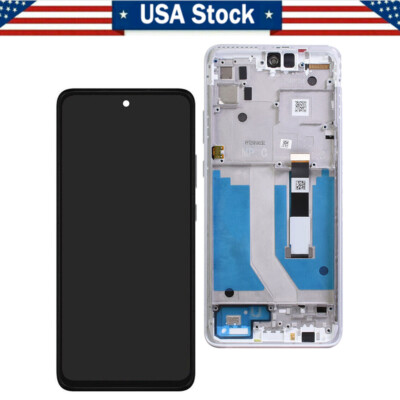 USA For Motorola Moto One 5G Ace XT2113 LCD Digitizer Touch Screen +Silver Frame