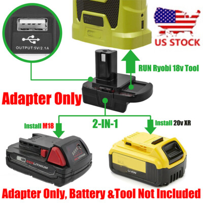 1x Adapter for Dewalt 20V for Milwaukee M18 Battery To for Ryobi 18v One+ Tools