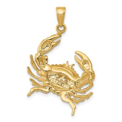 Pre-owned Superdealsforeverything Real 14kt Yellow Gold Stone Crab With Claw Extended Pendant