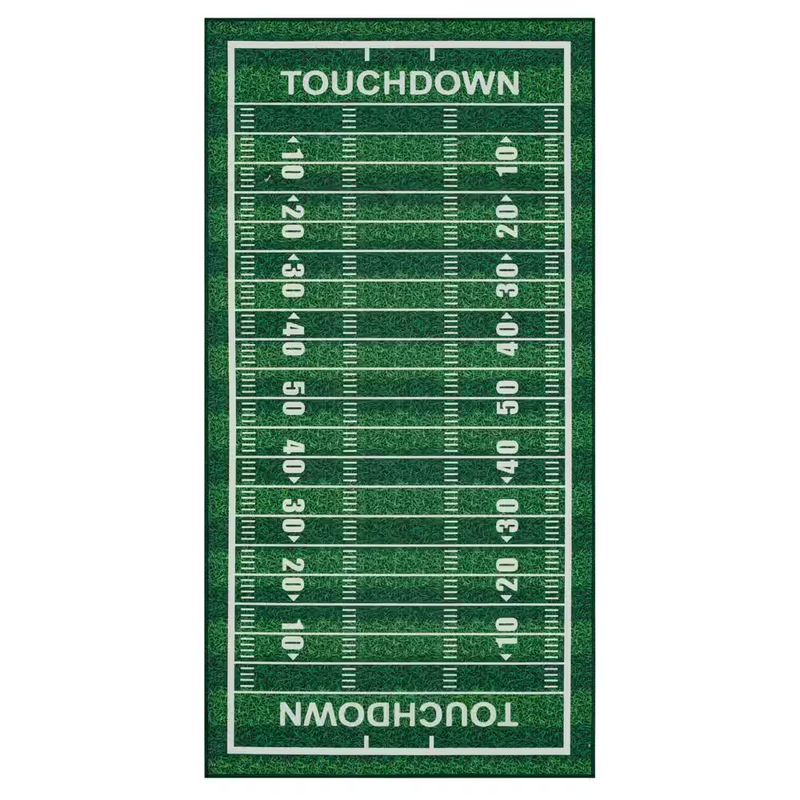 Mohawk Football Field Area Rug 4x8 Green Tailgate Game Day Indoor Outdoor Rug