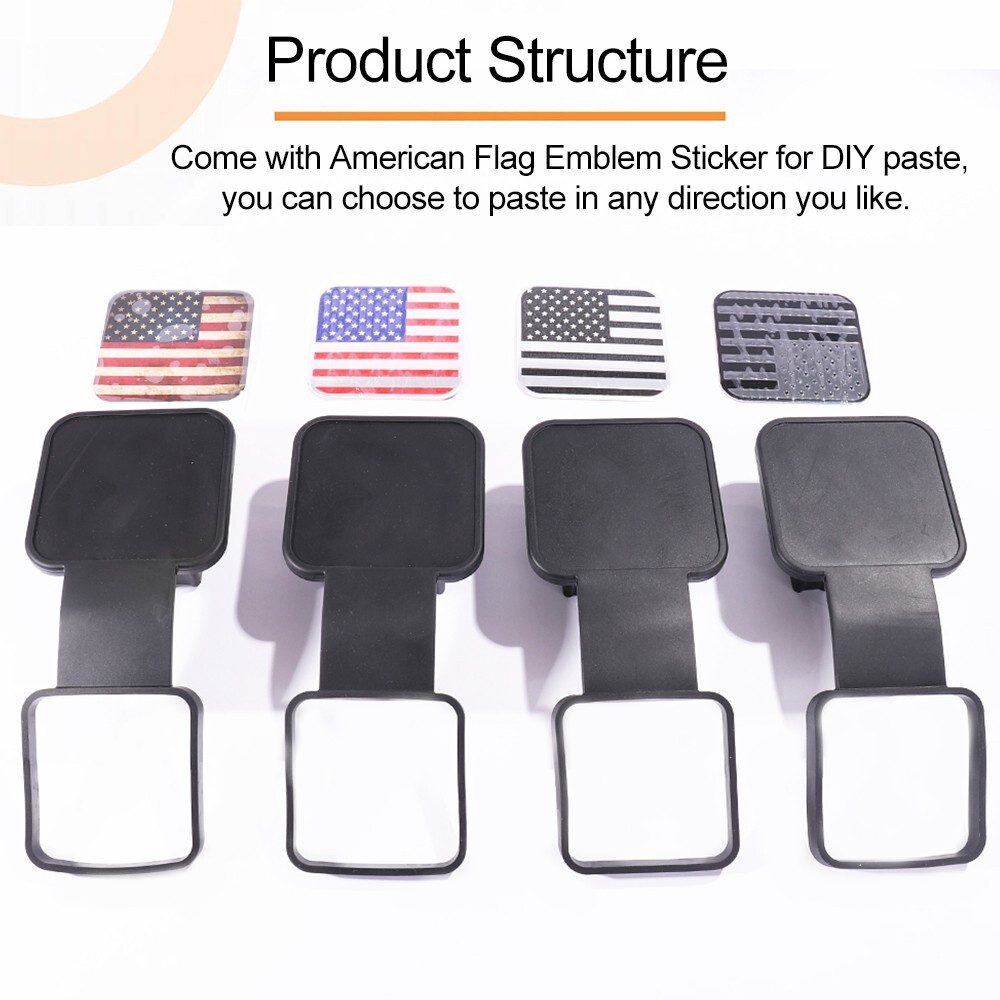 2" USA Flag Hitch Receiver Cover Tow Trailer Tube Plug Cap 4-Way Flat Insert