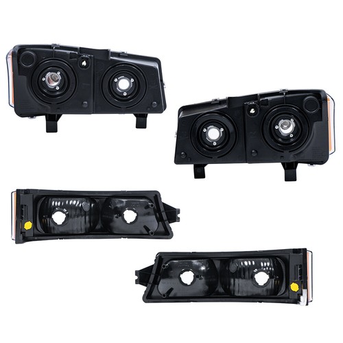 Fit For 03-06 Chevy Silverado Chrome Amber Corner Headlights+Signal Bumper Lamps