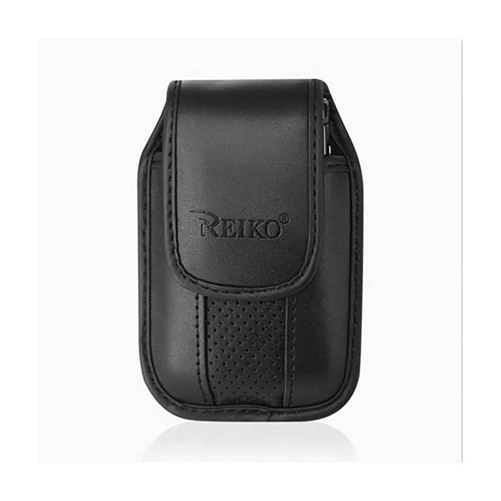 Black Leather Case with pinch clip fits Doro 626 Flip Phone