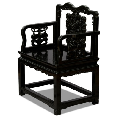 US Seller - Black Rosewood Imperial Palace Tai Shi Oriental Arm Chair