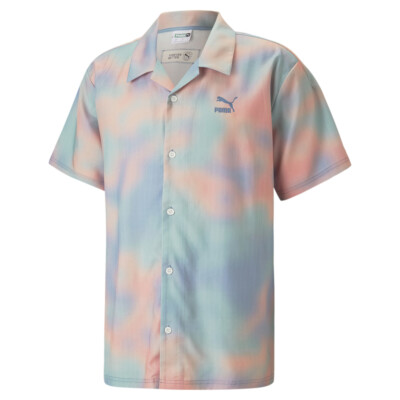 Puma Classics Re:Escape Расслабленная рубашка на пуговицах TieDye, мужские повседневные топы синего цвета, 538