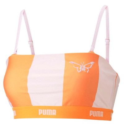 Puma Lipa X Striped Bralette Womens Orange Casual 67126586