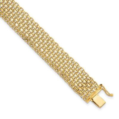 Pre-owned Diamond2deal 14k Yellow Gold Link Chain Bracelet For Mens L-8" W- 12.3mm 8.88g