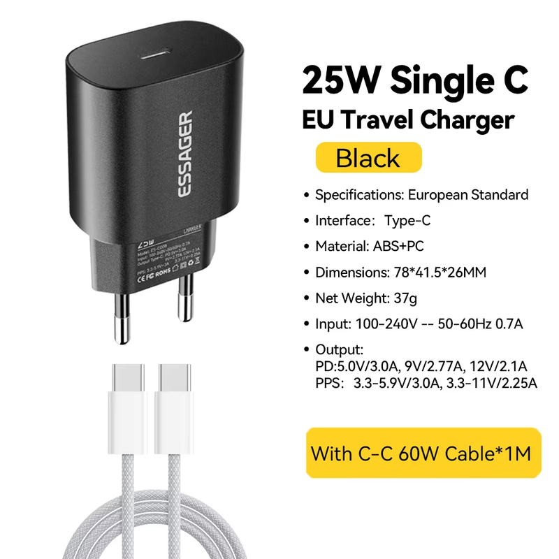 25W USB C Charger Set PD Fast Charge Charger Quick Phone Charger for iPhone 16 1