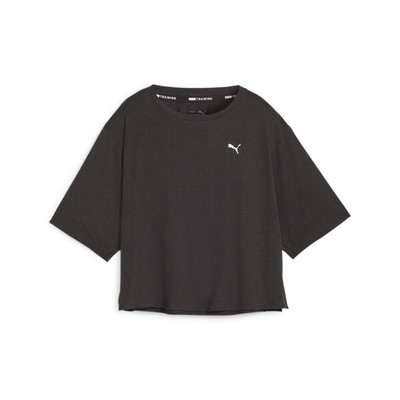 Укороченная рубашка с круглым вырезом и коротким рукавом Puma Concept Женские черные повседневные топы 52389