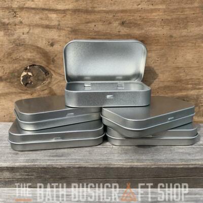 SILVER SLIDE TOP LID STORAGE TINS IDEAL FOR BUSHCRAFT SURVIVAL KITS CAMPING EDC