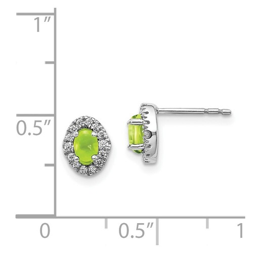 Pre-owned Jewelry 14k White Gold Diamond & Cabochon Peridot Earrings