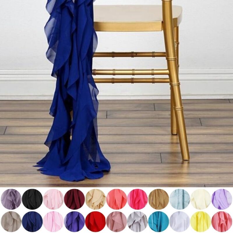 10 pcs Chiffon Curly Chair Sashes Wedding Party Reception Dinner