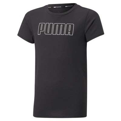 Черная повседневная футболка с круглым вырезом и короткими рукавами Puma Favorites с графическим принтом для девочек-подростков