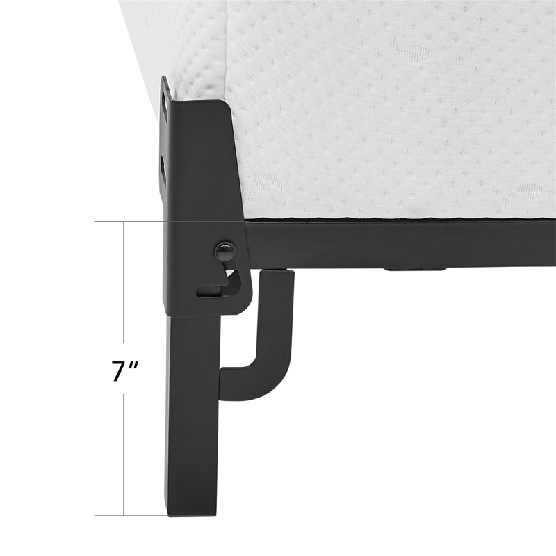 7" Adjustable Metal Bed Frame Black  Adjusts for Twin Full or Queen size beds