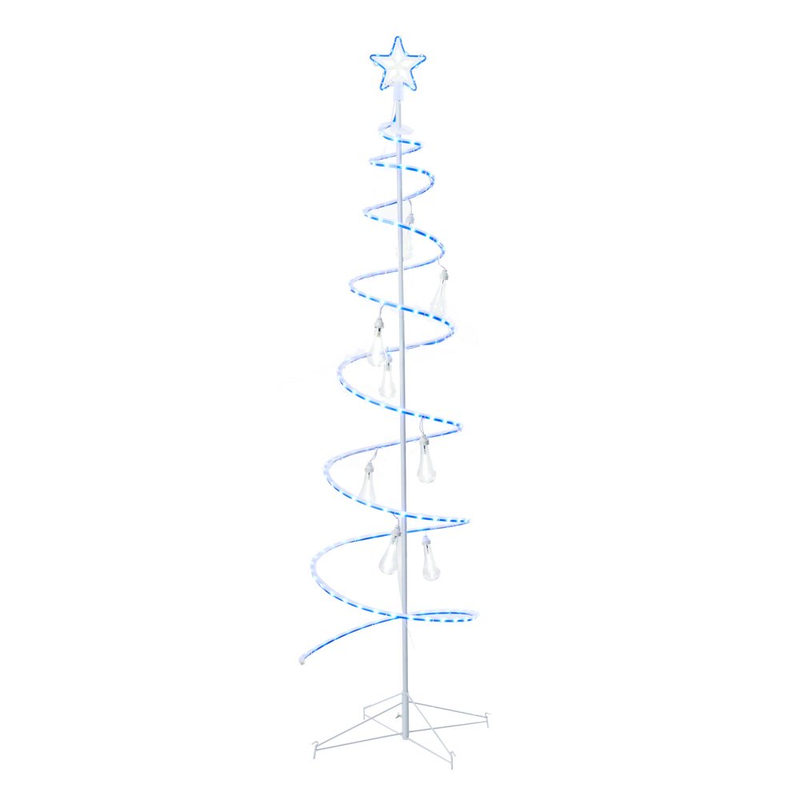 7 Foot Spiral Tree with Water Drop Bulbs Snowfall Effect 352 Lights Star on Top