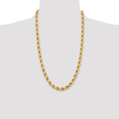 Pre-owned Superdealsforeverything Real 14k Yellow Gold 26 Inch 8mm Diamond-cut Rope Chain