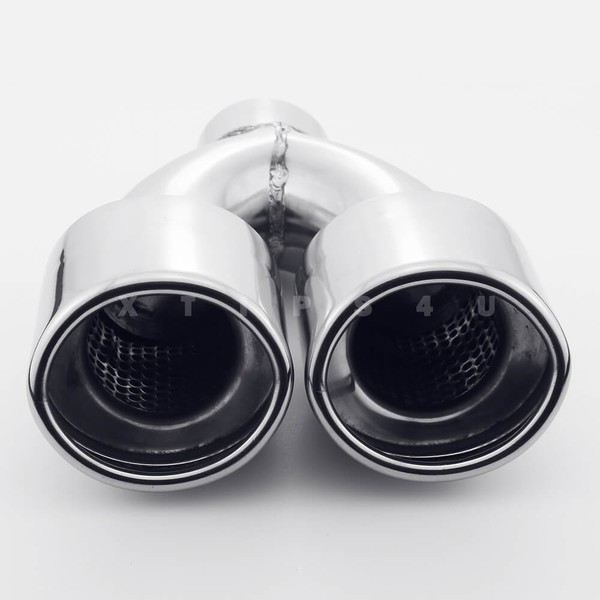 2 inch INLET Dual Oval Resonated Rolled Twin Outlet Stainless Steel