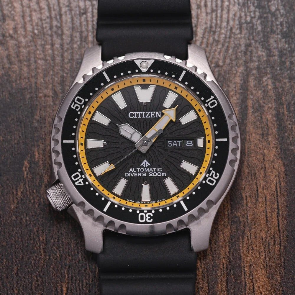 Pre-owned Citizen Promaster Automatic Sapphire Crystal Black Dial Diver's Watch Ny0130-08e