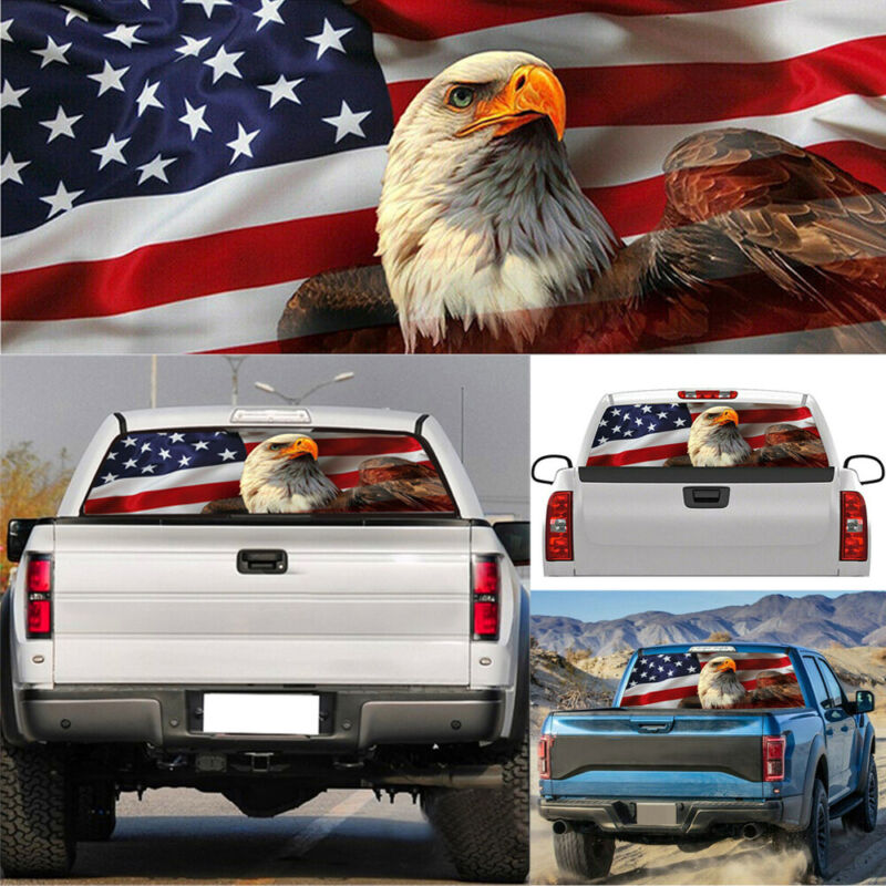 USA American Flag Rear Window Graphic Decal  Truck