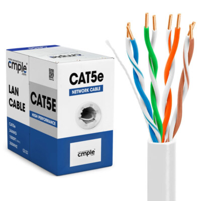 Cat5e Ethernet Cable 1000ft Solid Riser Bulk CMR 24AWG Cord RJ45 LAN Cable