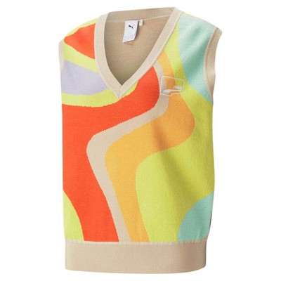 Puma Uptown Graphic Knit Pullover Vest Женская желтая повседневная спортивная верхняя одежда 5