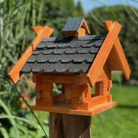 DARLUX Rechteckiges Holz Vogelhaus M Vogel Futter Haus  Futterstelle Braun/Blau