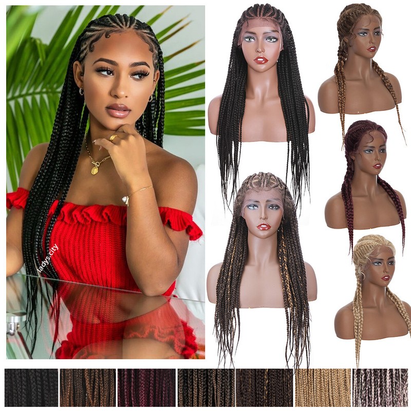 Sale! Long Braided Lace Box Braids Wig Synthetic Dutch Twist Cornrow Baby Hair