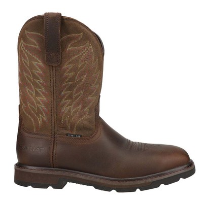 

Ariat Groundbreaker TooledInlay Steel Toe Pull On Work Mens Brown Work Safety S, Коричневый, Ariat Groundbreaker TooledInlay Steel Toe Pull On Work