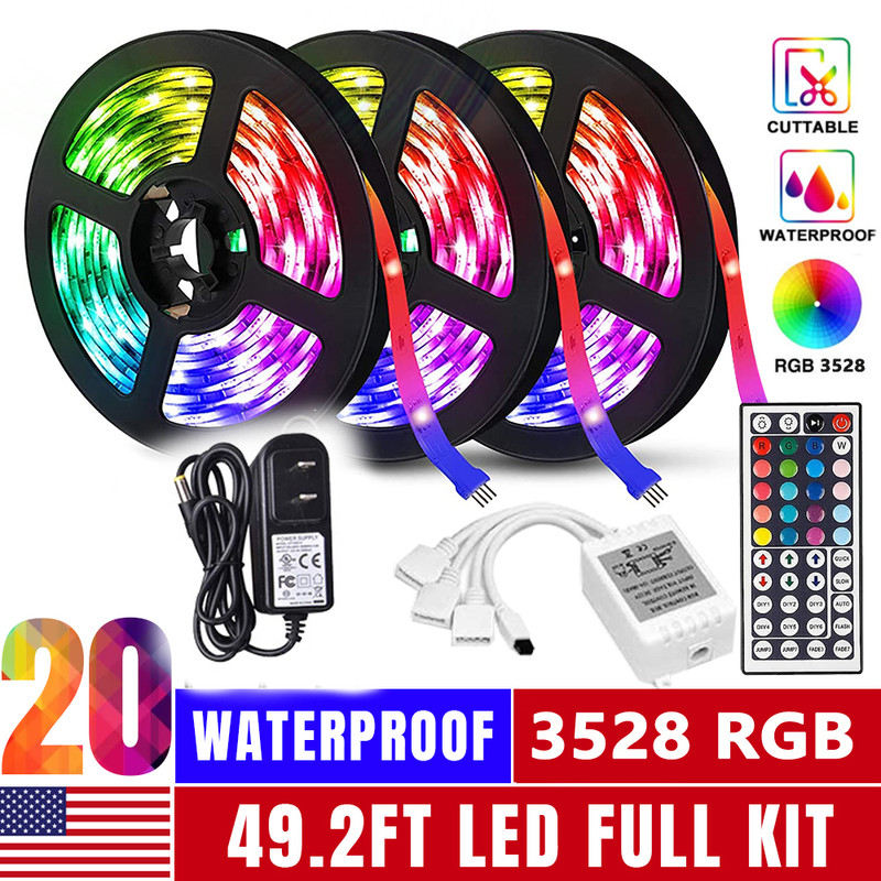 100FT Flexible 2835 RGB LED Strip Light Remote Fairy Light