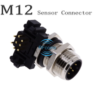 M12 Sensor Connector 8P 8Pin PCB Male Mount Adapter Angled Socket Connectors