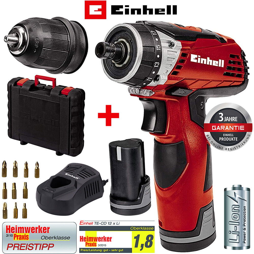 Akkuschrauber Bohrschrauber Einhell TE-CD 12 X-Li inkl. 2. Akku Li-Ion 12 V NEU