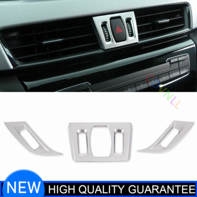 Fit For BMW X1 F48 2016-2021 Matte Silver Emergency Light Switch Cover Trim 3PCS