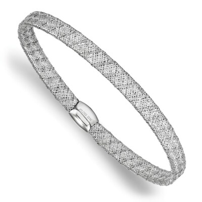 Pre-owned Superdealsforeverything Real 14kt W/white Rh-plating Fancy Stretch Bangle Chain Bracelet; 7.5 Inch