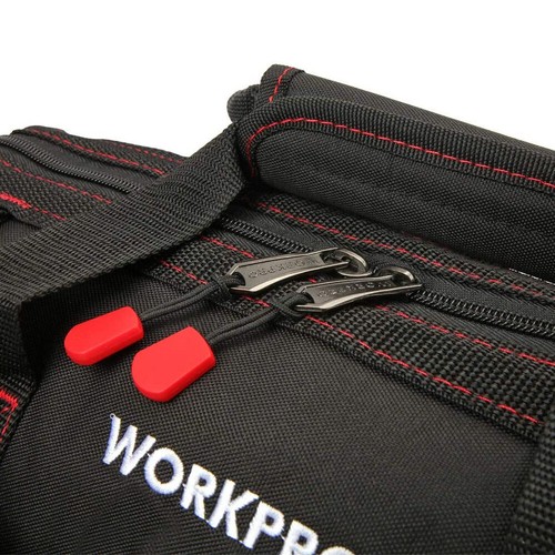 WORKPRO Close Top Wide Mouth Tool Storage Bag 16"/14"/12" Rubber Base Pocket Bag