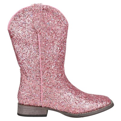 

Roper Glitter Galore Ковбойские молодежные розовые повседневные ботинки с квадратным носком для девочек 09-119-190, Розовый, Roper Glitter Galore Square Toe Cowboy Youth