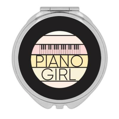 Gift Compact Mirror : Piano Girl Keyboard Musical Wall Print Retro Colors Best