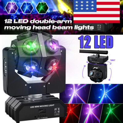 12 LED Moving Head Light RGBW DMX LED Beam Stage Lighting DJ Disco Party Lights