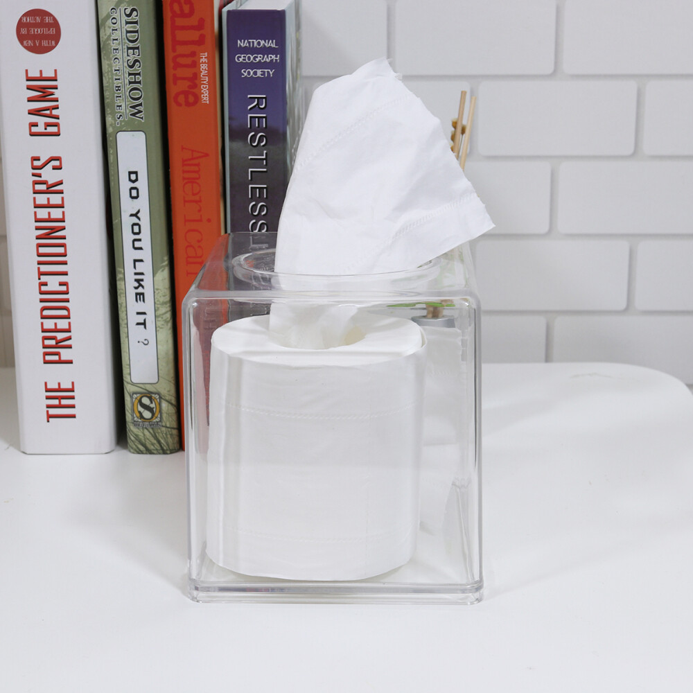 Tissue Box Transparent Acrylic Square Tissue Holder for Hotels