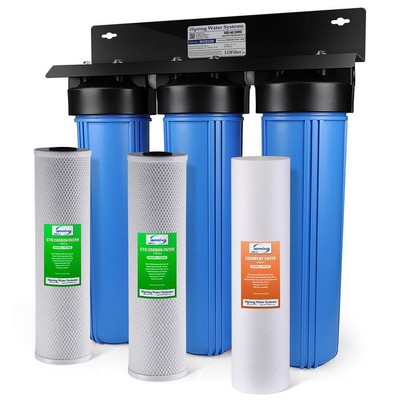 Ispring Whole House Water Filters 27''Hx21''Wx8''D 3-Stage Threaded Stainless Steel