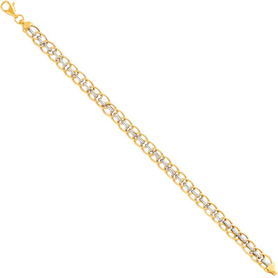 Pre-owned Wellingsale 14k White / Yellow Gold Link Bracelet - 7.5"