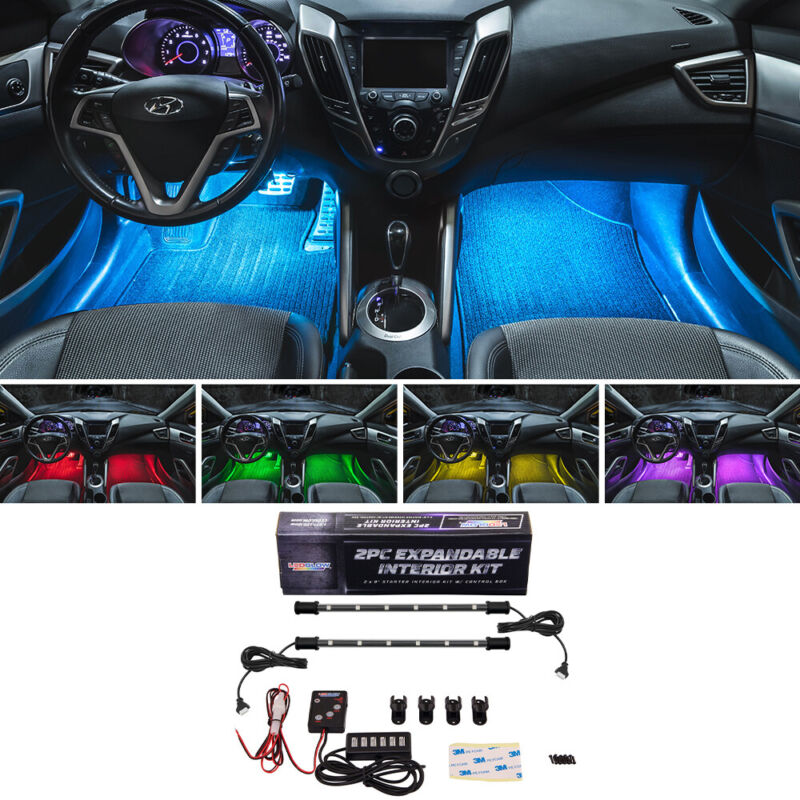 Ledglow 2pc 7 Color Led Interior Neon Light Kit W Flash Patterns & Control Box
