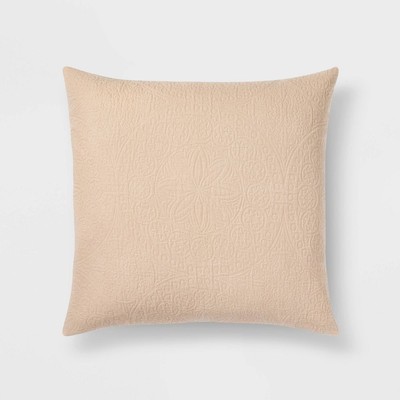Threshold Pillow Sham Cotton Matelasse OEKO-TEX Medallion Classic, Beige, Euro