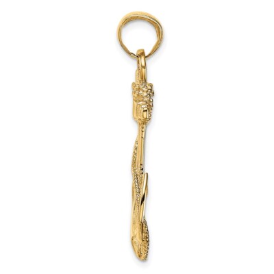 Pre-owned Skyjewelers Real 14kt Yellow Gold 2-d Anchor With Rope Pendant