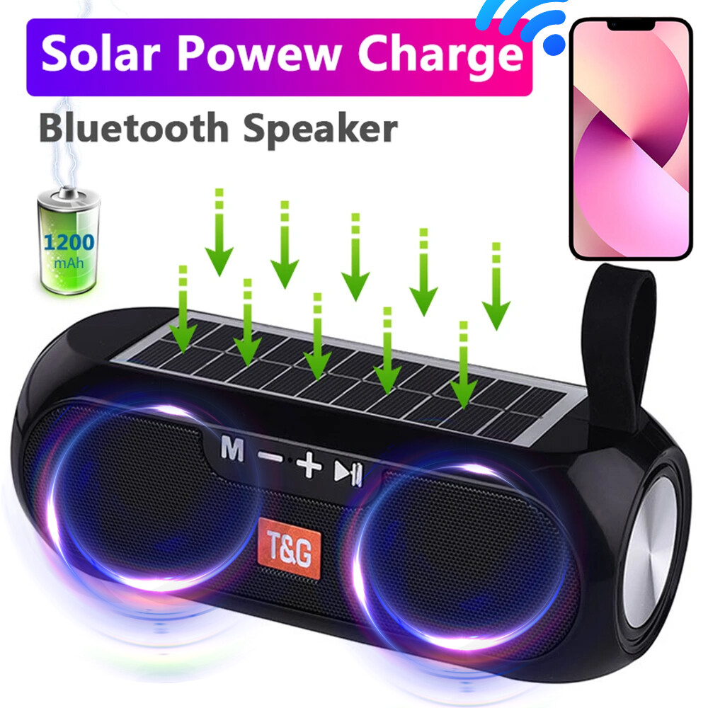 Portable Solar Charging Bluetooth 5.0 Speaker Wireless Stereo Music Box Outdoor